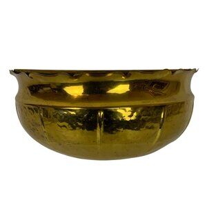 Vintage Hosley Solid Brass Wall Pocket Planter Scalloped Fluted Edge 1992